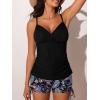 imageMiYang Twist Front Tankini Swimsuits for Women 2025 Flattering Tummy Control Ribbed TwoPiece Bathing SuitsBlack Paisley
