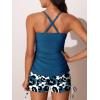 imageMiYang Twist Front Tankini Swimsuits for Women 2025 Flattering Tummy Control Ribbed TwoPiece Bathing SuitsBlue Leopard Print