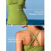 imageMiYang Twist Front Tankini Swimsuits for Women 2025 Flattering Tummy Control Ribbed TwoPiece Bathing SuitsGreen Paisley