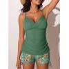 imageMiYang Twist Front Tankini Swimsuits for Women 2025 Flattering Tummy Control Ribbed TwoPiece Bathing SuitsPalm Leaf Print