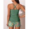 imageMiYang Twist Front Tankini Swimsuits for Women 2025 Flattering Tummy Control Ribbed TwoPiece Bathing SuitsPalm Leaf Print