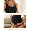 imageSummer Mae Ribbed Maternity One Piece Swimsuit Scalloped Cut Out Pregnancy Bathing Suit Square NeckBlack