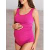 imageSummer Mae Ribbed Maternity One Piece Swimsuit Scalloped Cut Out Pregnancy Bathing Suit Square NeckCerise