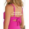 imageSummer Mae Ribbed Maternity One Piece Swimsuit Scalloped Cut Out Pregnancy Bathing Suit Square NeckCerise