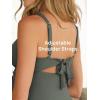 imageSummer Mae Ribbed Maternity One Piece Swimsuit Scalloped Cut Out Pregnancy Bathing Suit Square NeckOlive