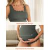 imageSummer Mae Ribbed Maternity One Piece Swimsuit Scalloped Cut Out Pregnancy Bathing Suit Square NeckOlive