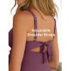 imageSummer Mae Ribbed Maternity One Piece Swimsuit Scalloped Cut Out Pregnancy Bathing Suit Square NeckPlum