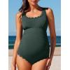 imageSummer Mae Ribbed Maternity One Piece Swimsuit Scalloped Cut Out Pregnancy Bathing Suit Square NeckSacramento