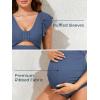 imageSummer Mae Ribbed Maternity Swimsuit Cutout One Piece Ruffle Sleeve Pregnancy Bathing Suit High Waisted SwimwearBaby Blue