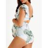 imageSummer Mae Ribbed Maternity Swimsuit Cutout One Piece Ruffle Sleeve Pregnancy Bathing Suit High Waisted SwimwearLeafy Oasis