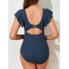 imageSummer Mae Ribbed Maternity Swimsuit Cutout One Piece Ruffle Sleeve Pregnancy Bathing Suit High Waisted SwimwearNordic Blue