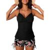 imageMiYang Twist Front Tankini Swimsuits for Women 2025 Flattering Tummy Control Ribbed TwoPiece Bathing SuitsTropical Printing