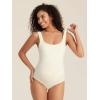 imageSummer Mae Womens Maternity Bodysuits Scoop Neck Pregnancy One Piece Jumpsuits Sleeveless Tank Tops ShapewearIvory White