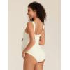 imageSummer Mae Womens Maternity Bodysuits Scoop Neck Pregnancy One Piece Jumpsuits Sleeveless Tank Tops ShapewearIvory White