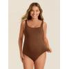 imageSummer Mae Womens Maternity Bodysuits Scoop Neck Pregnancy One Piece Jumpsuits Sleeveless Tank Tops ShapewearMocha Brown