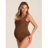 imageSummer Mae Womens Maternity Bodysuits Scoop Neck Pregnancy One Piece Jumpsuits Sleeveless Tank Tops ShapewearMocha Brown