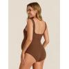 imageSummer Mae Womens Maternity Bodysuits Scoop Neck Pregnancy One Piece Jumpsuits Sleeveless Tank Tops ShapewearMocha Brown
