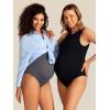imageSummer Mae Maternity Bodysuit for Women Ribbed High Neck Tank Top Pregnancy Jumpsuit Romper Sleeveless Unitard