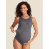 imageSummer Mae Maternity Bodysuit for Women Ribbed High Neck Tank Top Pregnancy Jumpsuit Romper Sleeveless Unitard