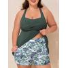 imageSummer Mae Plus Size Tankini Swimsuits for Women Two Piece Bathing Suit with Pockets Shorts Tummy Control SwimwearConiferous Forest Fluttering