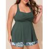 imageSummer Mae Plus Size Tankini Swimsuits for Women Two Piece Bathing Suit with Pockets Shorts Tummy Control SwimwearConiferous Forest Fluttering