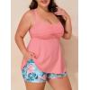 imageSummer Mae Plus Size Tankini Swimsuits for Women Two Piece Bathing Suit with Pockets Shorts Tummy Control SwimwearGlazed Rain Leaves