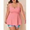 imageSummer Mae Plus Size Tankini Swimsuits for Women Two Piece Bathing Suit with Pockets Shorts Tummy Control SwimwearGlazed Rain Leaves