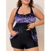 imageSummer Mae Plus Size Tankini Swimsuits for Women Two Piece Bathing Suit with Pockets Shorts Tummy Control SwimwearGradient Purple Leopard