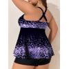 imageSummer Mae Plus Size Tankini Swimsuits for Women Two Piece Bathing Suit with Pockets Shorts Tummy Control SwimwearGradient Purple Leopard