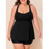 imageSummer Mae Plus Size Tankini Swimsuits for Women Two Piece Bathing Suit with Pockets Shorts Tummy Control SwimwearRibbed Black