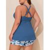 imageSummer Mae Plus Size Tankini Swimsuits for Women Two Piece Bathing Suit with Pockets Shorts Tummy Control SwimwearRibbed Blue Lily