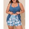 imageSummer Mae Plus Size Tankini Swimsuits for Women Two Piece Bathing Suit with Pockets Shorts Tummy Control SwimwearRibbed Blue Lily