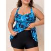 imageSummer Mae Plus Size Tankini Swimsuits for Women Two Piece Bathing Suit with Pockets Shorts Tummy Control SwimwearTiedye Blue Leaves