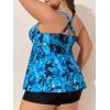 imageSummer Mae Plus Size Tankini Swimsuits for Women Two Piece Bathing Suit with Pockets Shorts Tummy Control SwimwearTiedye Blue Leaves