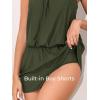 imageSummer Mae Swim Romper Womens One Piece Swimsuits with Pockets 2025 Blouson Modest Bathing SuitsArmy Green