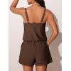imageSummer Mae Swim Romper Womens One Piece Swimsuits with Pockets 2025 Blouson Modest Bathing SuitsBrown