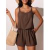 imageSummer Mae Swim Romper Womens One Piece Swimsuits with Pockets 2025 Blouson Modest Bathing SuitsBrown