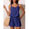 imageSummer Mae Swim Romper Womens One Piece Swimsuits with Pockets 2025 Blouson Modest Bathing SuitsNavy Blue
