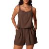 imageSummer Mae Swim Romper Womens One Piece Swimsuits with Pockets 2025 Blouson Modest Bathing SuitsBrown
