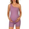 imageSummer Mae Womens Maternity Bodysuit One Shoulder Pregnancy Shapewear Sleeveless Shorts Romper One Piece Jumpsuit Light Pink 12