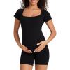 imageSummer Mae Womens Maternity One Piece Bodysuit Pregnancy ShortSleeve Shapewear Double Lined Romper Jumpsuit