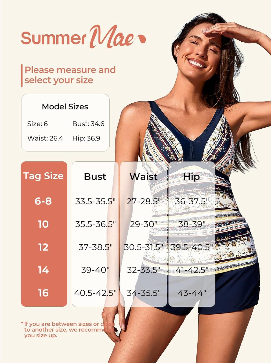 imageSummer Mae Color Block Tankini Swimsuits for Women 2025 with Side Pockets Sporty Swim Shorts Two Piece Bathing SuitsGreen Floral Print