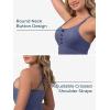 imageRibbed One Piece Swimsuits for Women Button up Swimwear Tummy Control Retro Bathing SuitsBaby Blue