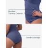 imageRibbed One Piece Swimsuits for Women Button up Swimwear Tummy Control Retro Bathing SuitsBaby Blue