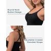 imageRibbed One Piece Swimsuits for Women Button up Swimwear Tummy Control Retro Bathing SuitsBlack