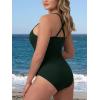 imageRibbed One Piece Swimsuits for Women Button up Swimwear Tummy Control Retro Bathing SuitsDark Green