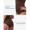 imageRibbed One Piece Swimsuits for Women Button up Swimwear Tummy Control Retro Bathing SuitsKhaki