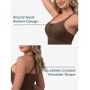 imageRibbed One Piece Swimsuits for Women Button up Swimwear Tummy Control Retro Bathing SuitsKhaki
