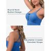 imageRibbed One Piece Swimsuits for Women Button up Swimwear Tummy Control Retro Bathing SuitsSapphire Blue