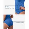 imageRibbed One Piece Swimsuits for Women Button up Swimwear Tummy Control Retro Bathing SuitsSapphire Blue